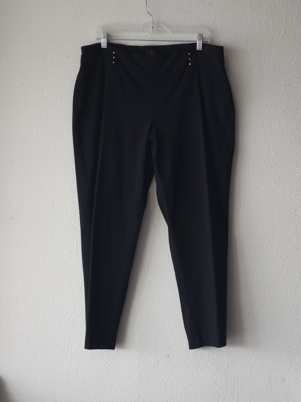 JM Collection Black Ankle Tapered Pants with Stud Accents PLUS SIZE PETITE 18WP